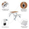 136*85.5*67cm 50kg Aluminum Alloy Table And Chair One Piece Camping One Piece Table And Chair Wood Grain Color