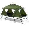 84.6*34.5*49.2in military green camping tent with tent storage bag and adjustable leg brackets with camp bed