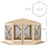 Outsunny 12' x 12' Hexagon Screen House, Pop Up Tent Portable Gazebo Canopy Shelter with Mesh Netting Walls, Carry Bag and Shaded Interior, Beige