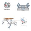 136*85.5*67cm 50kg Aluminum Alloy Table And Chair One Piece Camping One Piece Table And Chair Wood Grain Color