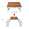 136*85.5*67cm 50kg Aluminum Alloy Table And Chair One Piece Camping One Piece Table And Chair Wood Grain Color