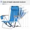 2PCS Portable High Strength Beach Chair with Adjustable Headrest Blue