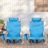 63*65*82cm Short Oxford Cloth Silver White Aluminum Tube Bearing 100kg Beach Chair Blue