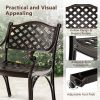 Cast Aluminum Patio Chairs Set of 2 Dining Chairs with Armrests Diamond Pattern