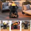 f20 Inch Patio Fire Pit Metal Camping Fire Bowl with Pot Holder and Storage Shelf