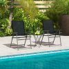 2 Pieces Patio Folding Chairs with Armrests for Deck Garden Yard