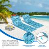 3 Pieces Beach Lounge Chair Mat Set 2 Adjustable Lounge Chairs with Table Stripe