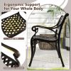 Cast Aluminum Patio Chairs Set of 2 Dining Chairs with Armrests Diamond Pattern