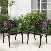 Cast Aluminum Patio Chairs Set of 2 Dining Chairs with Armrests Diamond Pattern