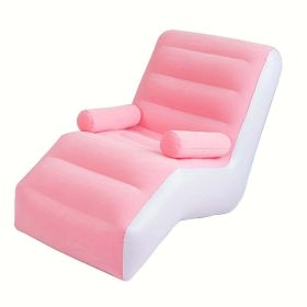 Relax in Comfort Anywhere: 1pc Plush Inflatable Deck Chair Lounger Sofa (Color: pink)