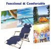 Set of 2 Outdoor Reclining Lawn Chairs Adjustable Folding Patio Recliners with Pillow 70"L for Pool Lawn Beach