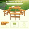 Circular Outdoor Wooden Picnic Table with Built-in Benches for Patio Backyard Garden; DIY; 1720lb Capacity; Natural/Gray