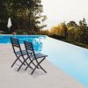 Outdoor Folding Chair Set of 2 All Weather Aluminum Patio Chairs