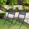 Outdoor Folding Chair Set of 2 All Weather Aluminum Patio Chairs