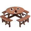 Circular Outdoor Wooden Picnic Table with Built-in Benches for Patio Backyard Garden; DIY; 1720lb Capacity; Natural/Gray