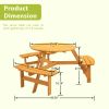 Circular Outdoor Wooden Picnic Table with Built-in Benches for Patio Backyard Garden; DIY; 1720lb Capacity; Natural/Gray