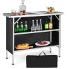 Folding Camping Table with 2-Tier Open Shelves for Outdoor BBQ